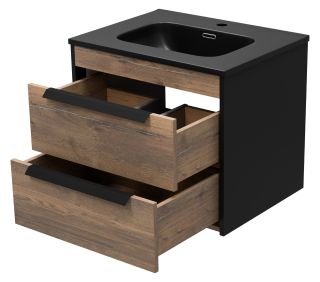 Подвесная тумба под раковину Brevita Monsour MON-09060-0102Я 60см дуб Галифакс олово/чёрный кварц